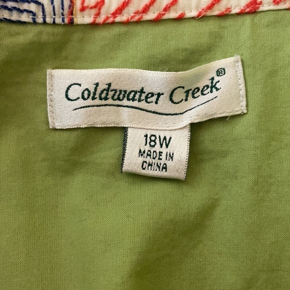 Coldwater Creek Embroidered Cotton Blazer 18W | Colorful Abstract Jacket - Picture 9 of 13